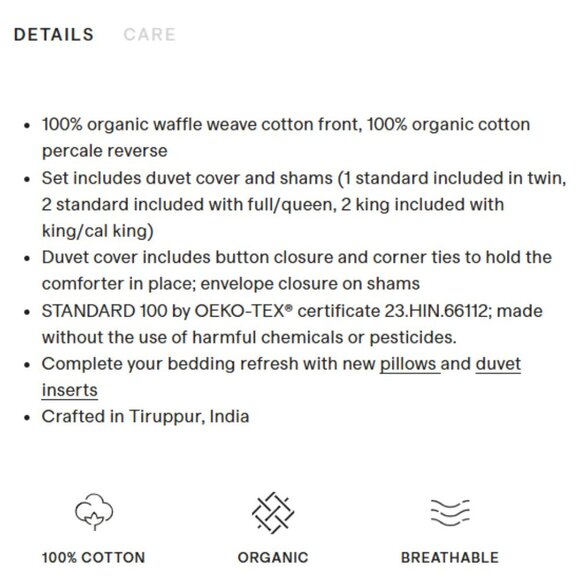 NWOT Quince Organic Luxe Waffle Twin Duvet Cover Set White Retail $99 (Q17) 5⭐'s - Picture 3 of 8